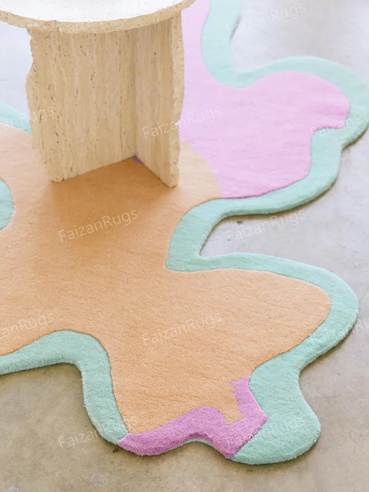Buy Antique Irregular Handmade Wool Rug | Hand Tufted Rug 100 Wool For Living Room | Bed Room | Kids Room | Drawing Room |  In Any Size's
