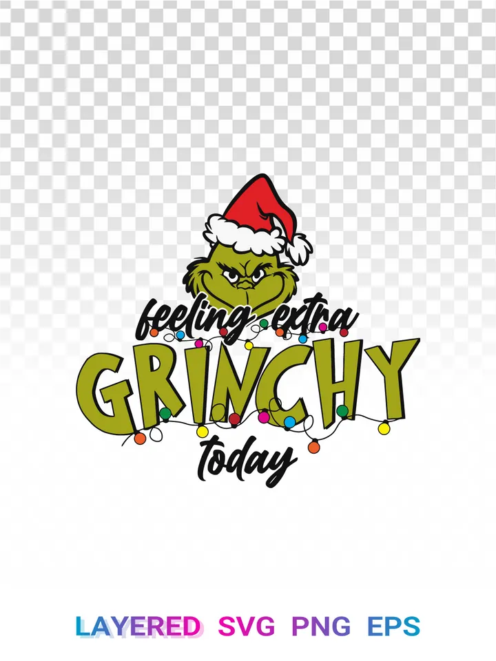 Feeling Grinchy SVG, Grinch Today PNG, Christmas Lights Cricut