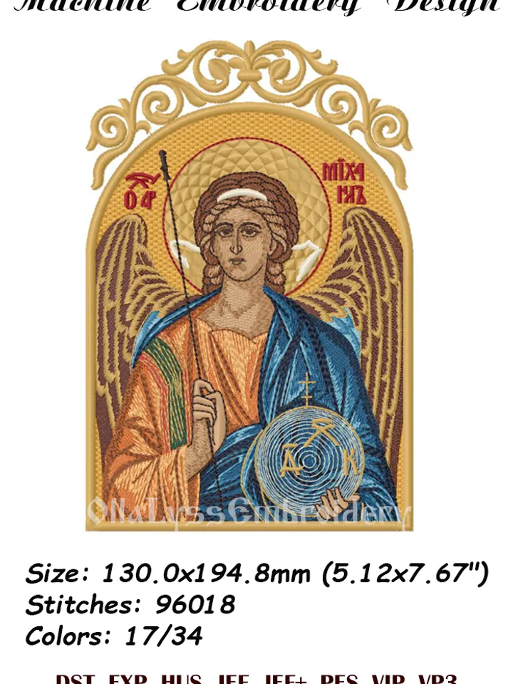 Archangel Michael embroidery design
