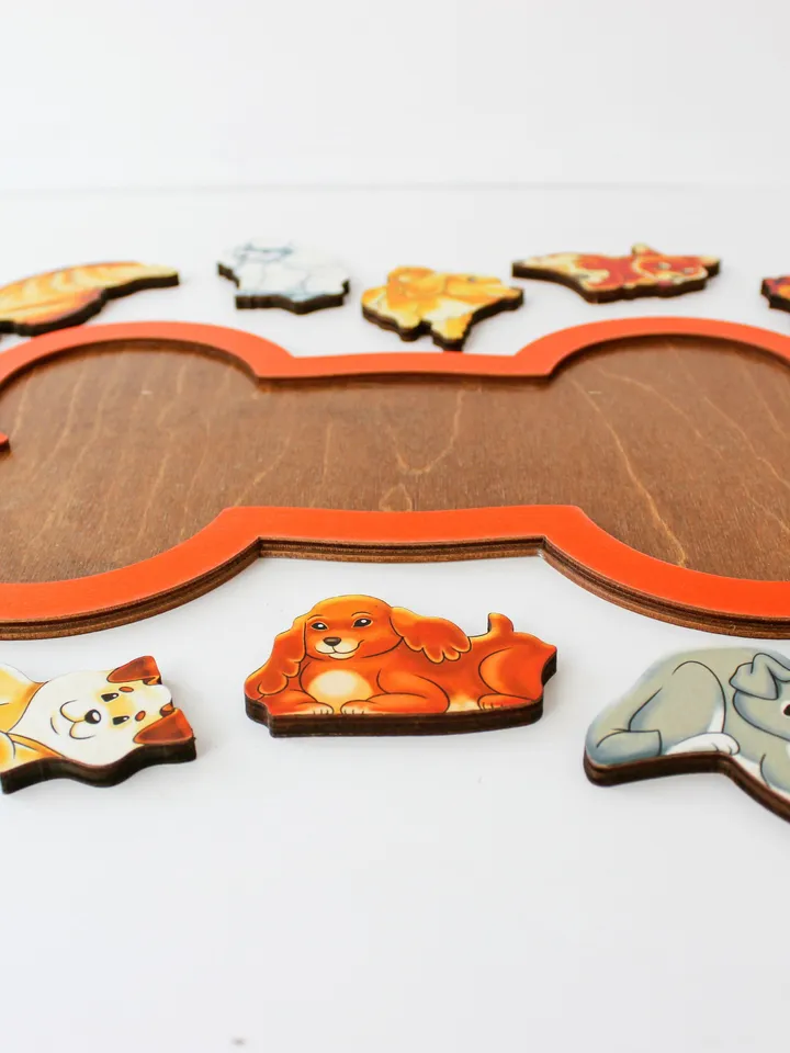 Wooden Puzzle - dogs, Toddler Toys Age 3 4 5 6 year, Wood Montessori animals