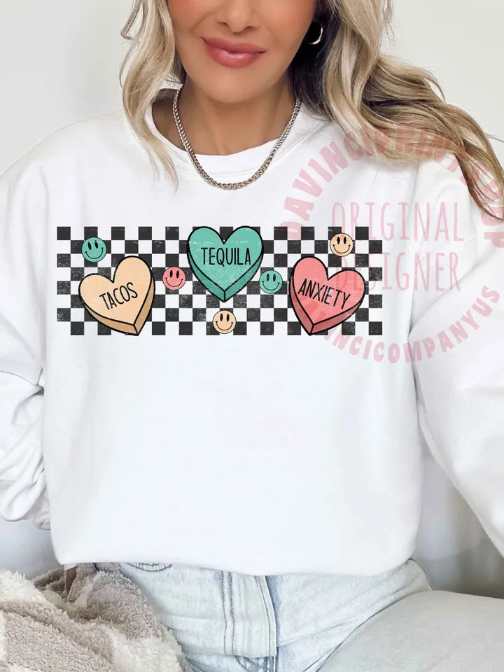 Tacos Tequila Anxiety, Valentines Sublimation, Anti Valentines png, Happy Face png, Valentines png, Sublimation Design, Digital Download