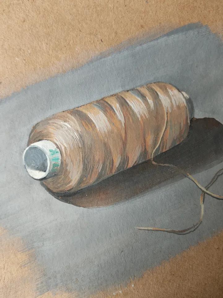 A Spool Of Thread. Original gouache painting.