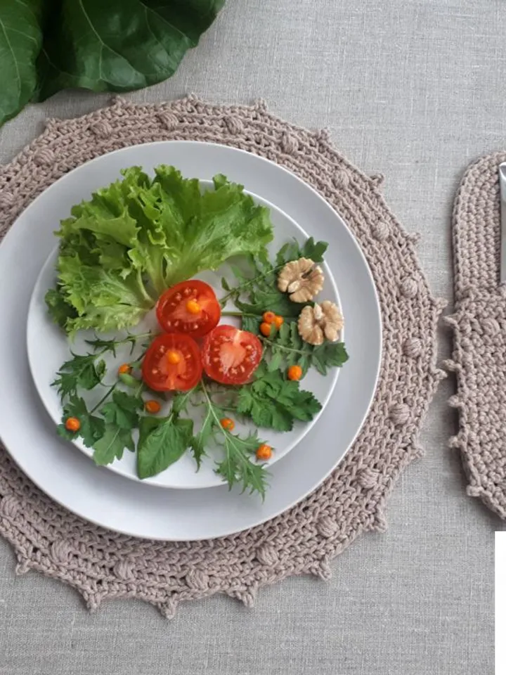 CROCHET PATTERN Round placemat tutorial DIY crochet tablemat Kitchen set Crochet pattern pfd Crochet doily pattern Cotton placemat pattern