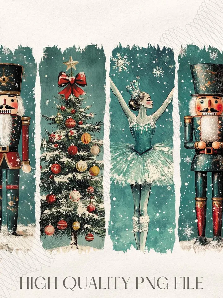 Retro Nutcracker Christmas PNG, Preppy Christmas Png, Holiday Vibes Png, Nutcracker Ballet Png, Christmas Tree, Christmas Png, Sublimation