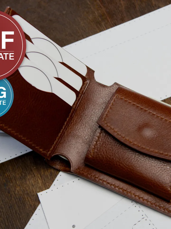 Leather Bifold Wallet PDF Pattern: SVG Template + Video Tutorial