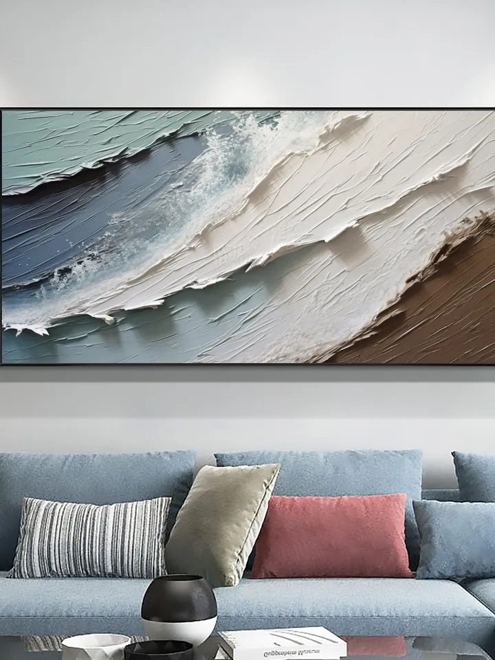 Original Abstract Seascape Oil Painting On Canvas, Extra Large Wall Art, Sea Painting, Custom Painting, Texture Art, Living room Wall Decor