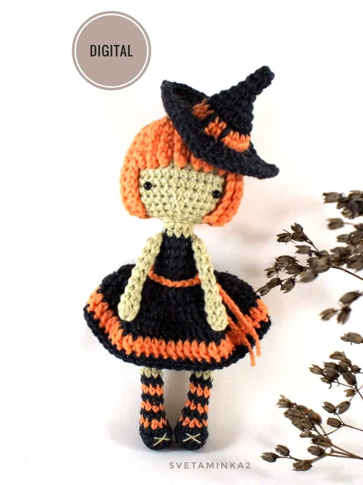Crochet Witch Doll Pattern. Amigurumi Doll. Digital Download. PDF.