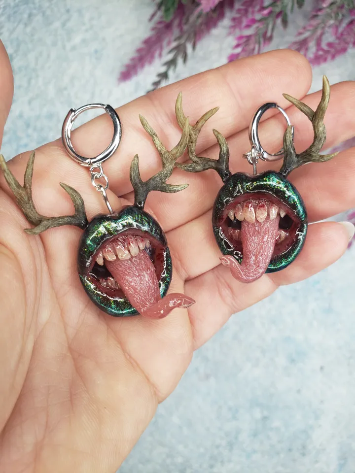 Only to be custom made (orders being taken for the middle of February 2025) Wendigo dangle earrings, stainless steel