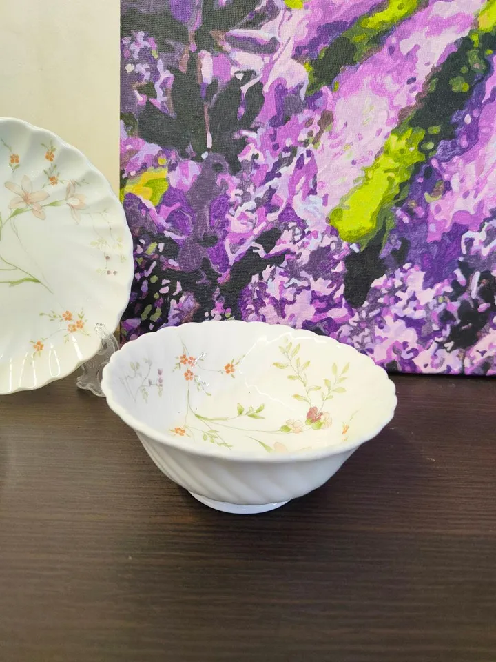 Wedgwood Rosehip, Plate Spiral Salad Bowl Fine Bone Floral Porcelain England Collectible Porcelain Gift Idea Vintage Pottery Lovely Trinkets