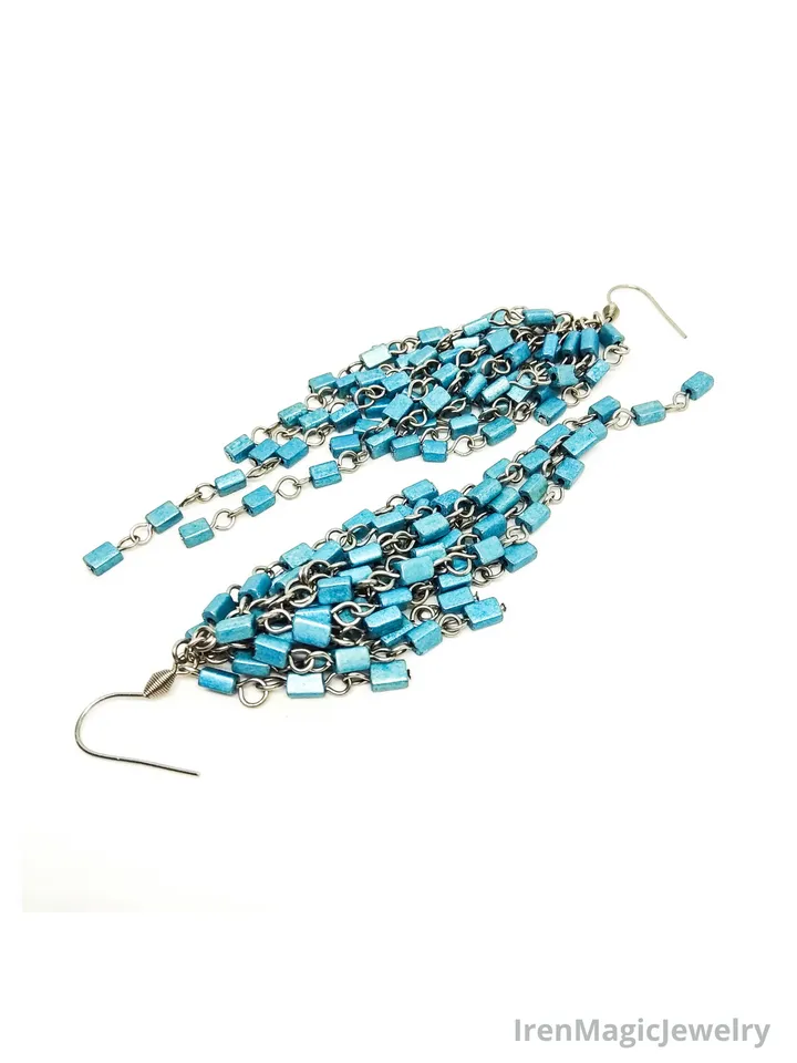 Blue Cluster Earrings