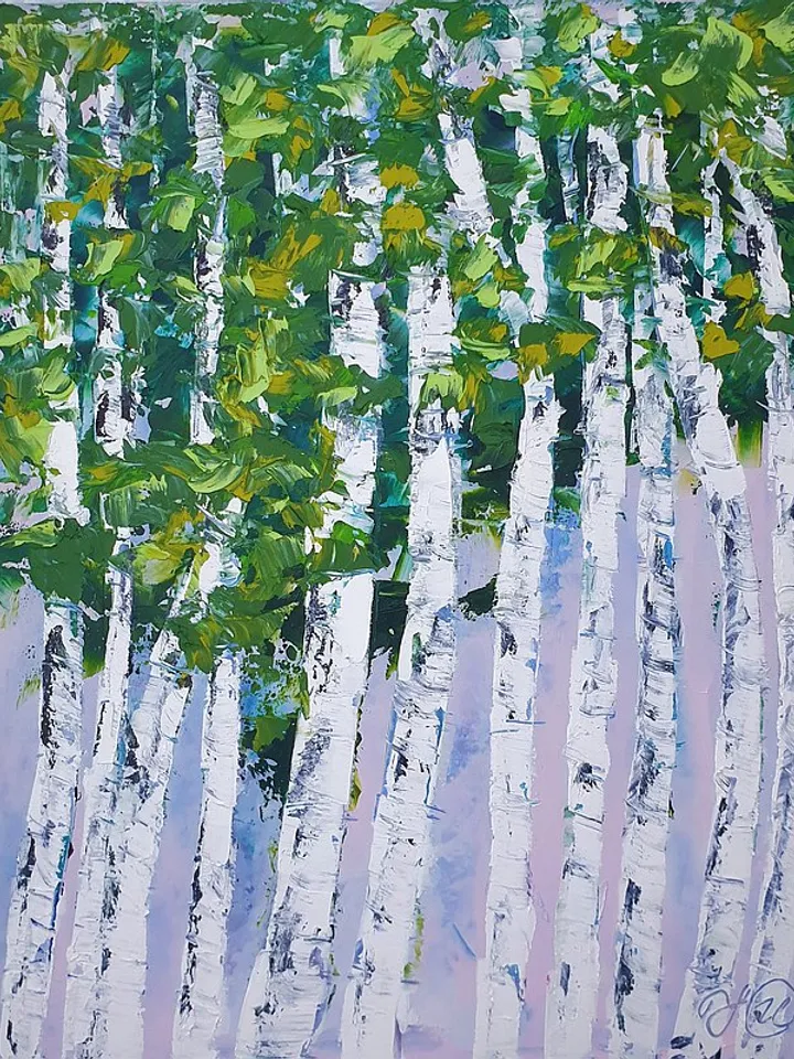 Birch Painting Tree Original Art Forest Wall Art Aspen Painting Oil Impasto Art