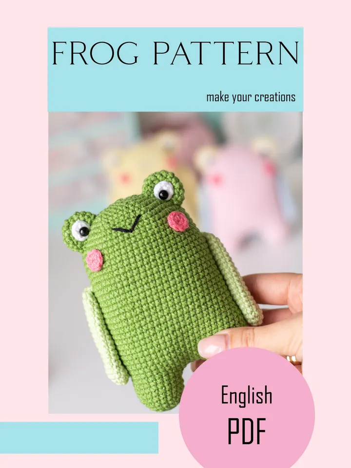 Crochet pattern amigurumi FROG toy pattern PDF file in ENG for beginners