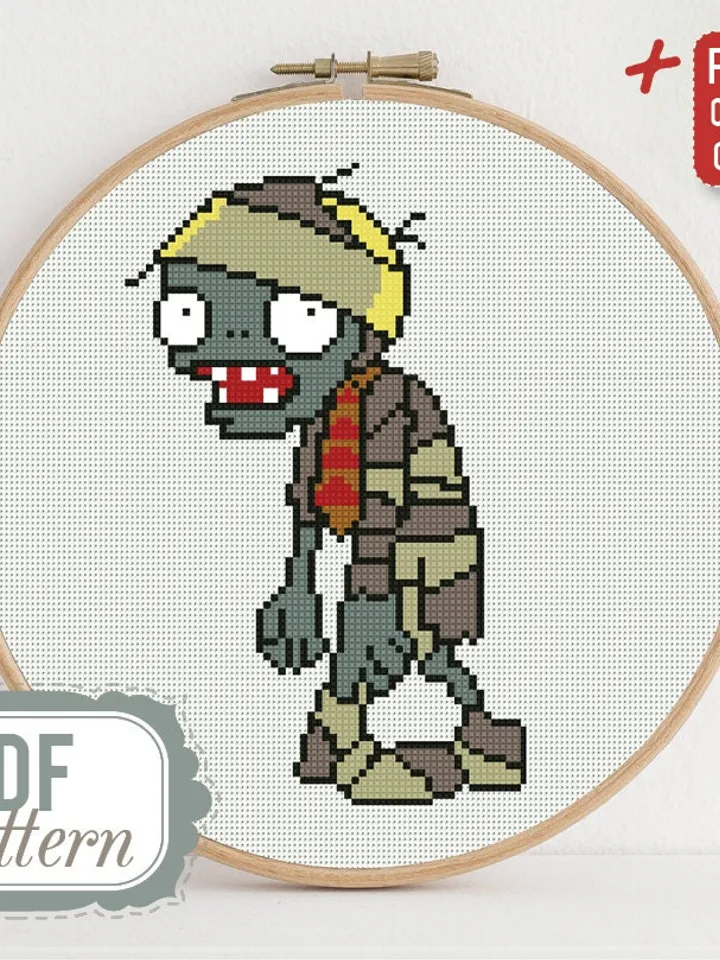 Cross stitch pattern Mummy Zombie Cross stitch pattern Plants vs Zombies PDF Format Instant Download Home decor Modern