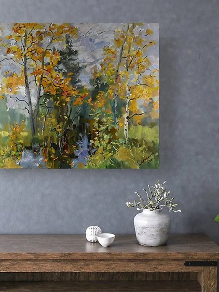 Autumn Painting Nature Landscape Impressionism Tree Original Art Plein Air