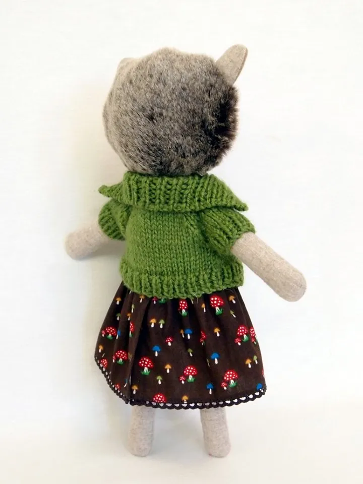 Hedgehog girl, wool plush animal toy, stuffed soft doll, hedgehog fabric toy