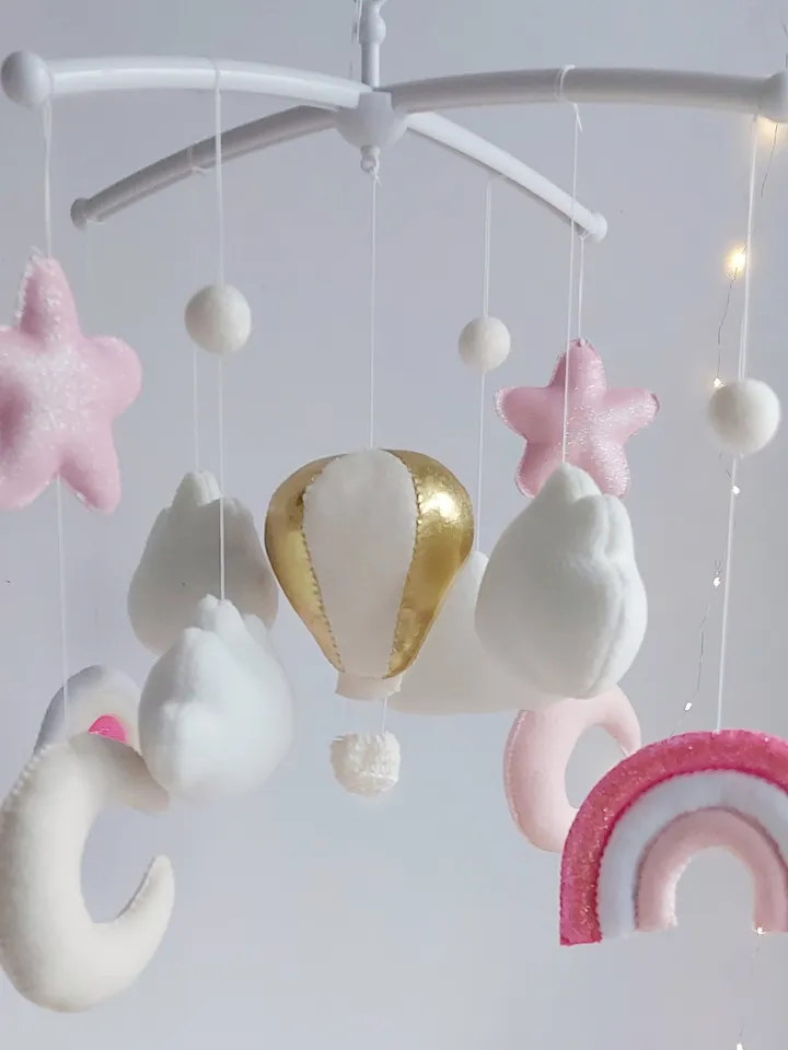 Baby mobile girl with Rainbow ,Nursery decor and Best baby shower gift Handmade
