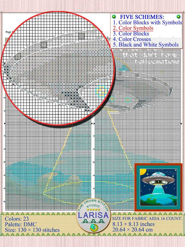 Flying Saucer Cross Stitch Pattern | Flying Disc | UFO