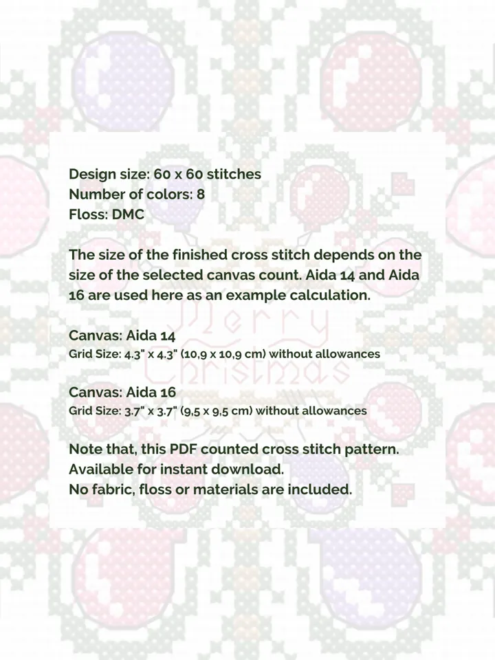 Cross stitch pattern Merry Christmas, simple and easy cross stitch pattern PDF