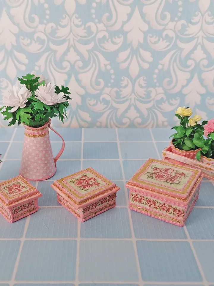 Cabinet set in 1:12 scale. Dollhouse miniature.