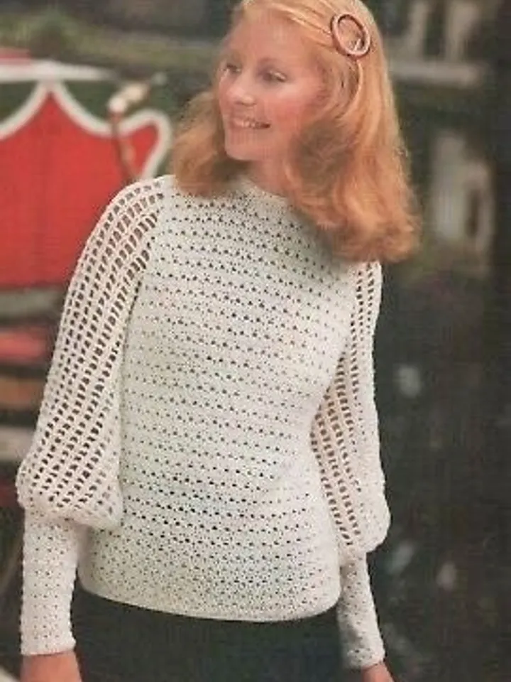 Lace crochet blouse , summer sweater, ladies crochet sweater pdf