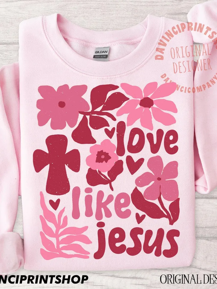 Love Like Jesus png, Boho Valentine png, Christian Valentine png, Bible Verse Quote png, Valentines Sublimation, Jesus png, Floral png, Boho