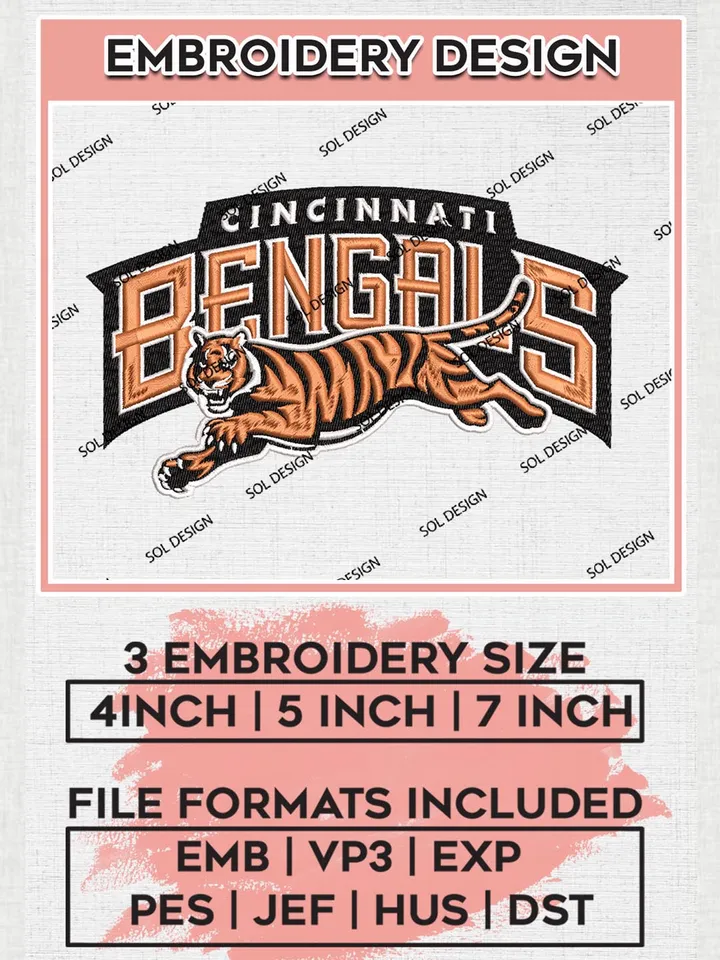 NFL Cincinnati Bengals Machine Embroidery Designs, NFL Bengals, NFL Embroidery Designs, NFL Cincinnati Bengals Machine Embroidery Design, Digital Download