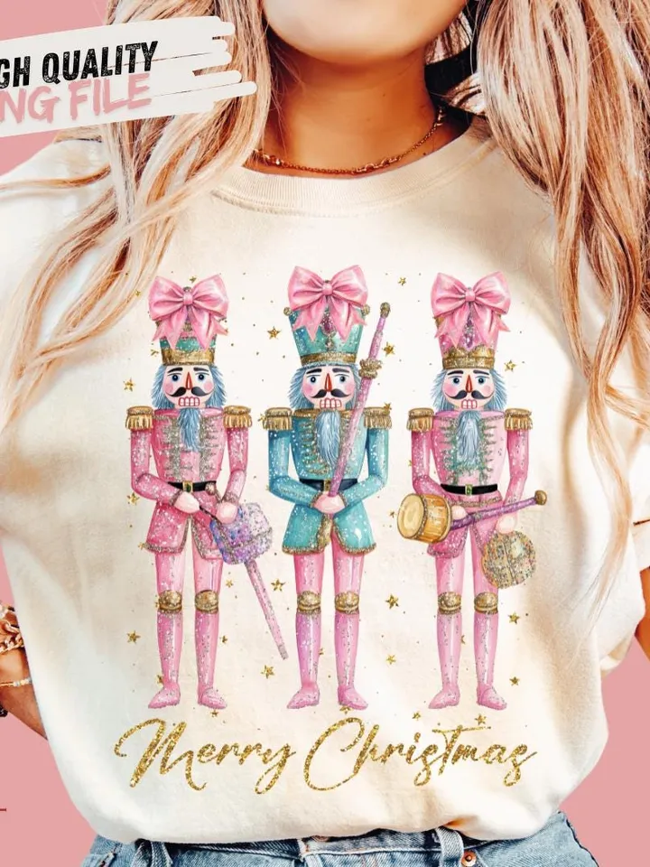 Glitter Nutcracker Friends PNG, Pink Christmas PNG, Coquette png, Pink bow png, Pink Christmas PNG sublimation, Coquette Christmas png