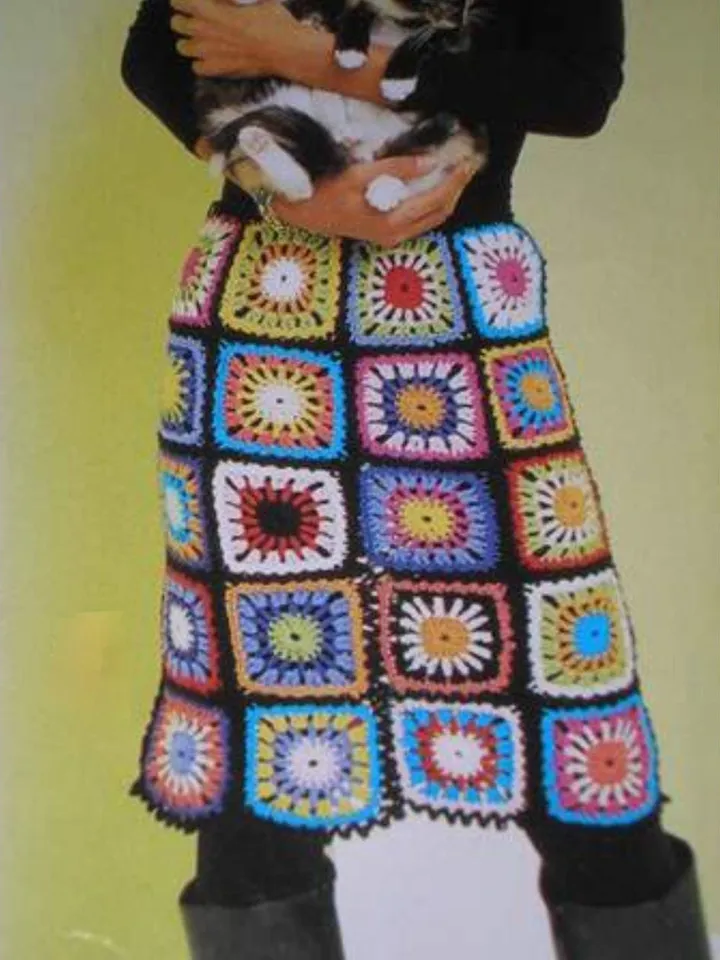 Skirt pattern, crochet skirt pattern, granny squares skirt pattern instant download