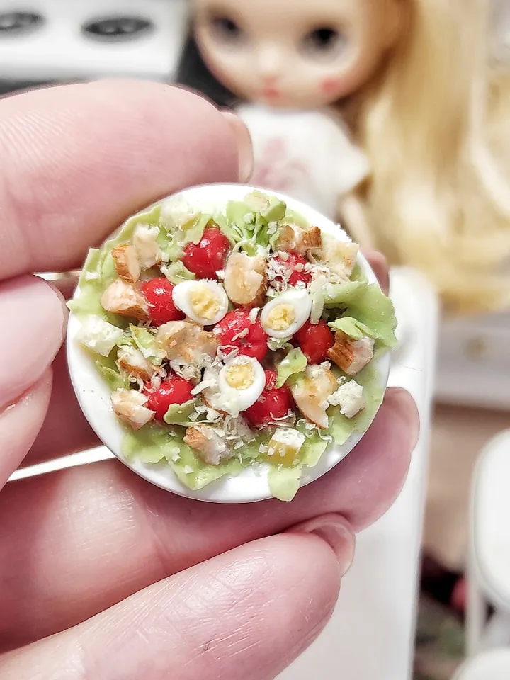 Salad for dolls, realistic food, doll food, scale 1 12, miniature, doll house, food for dolls, mini food, tiny food