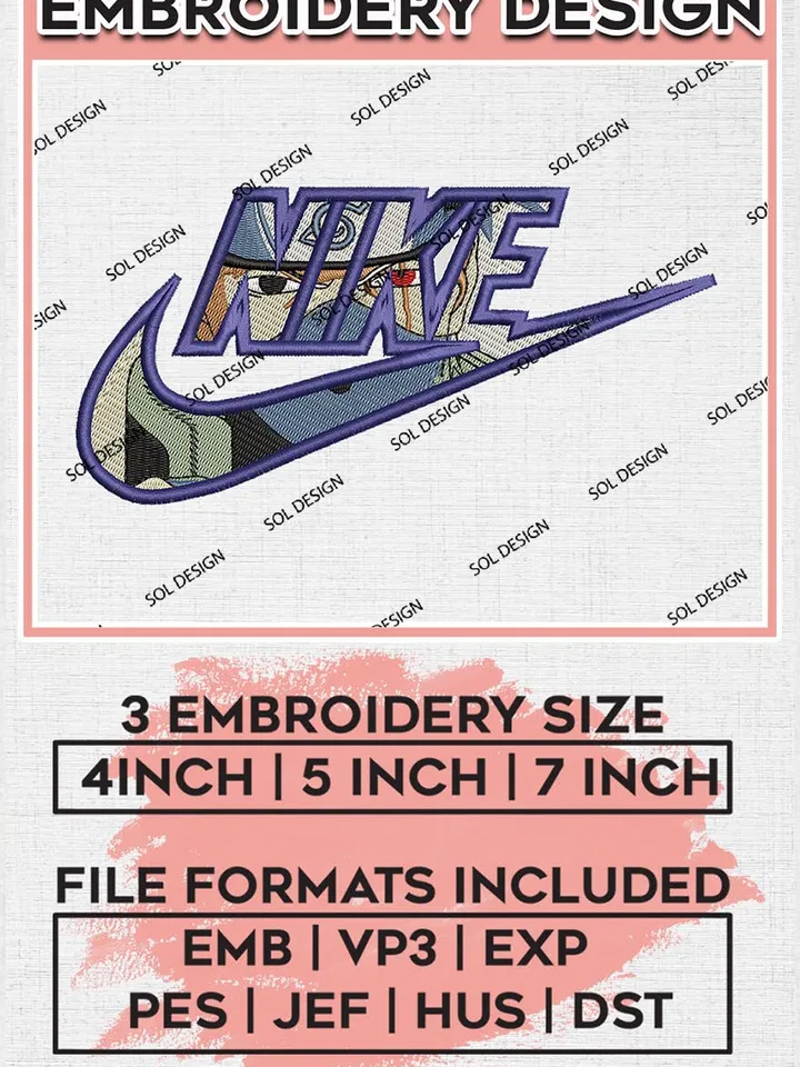 Nike Kakashi Embroidery Designs, Naruto Machine Embroidery Pattern, Anime Character embroidery, Digital Download EMB_ANIME_181