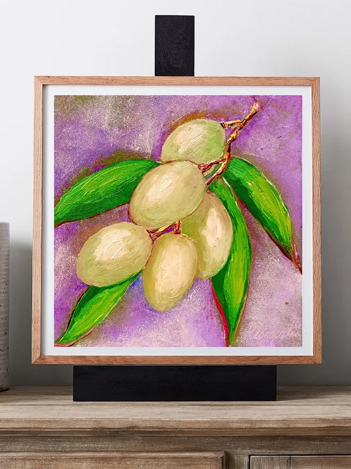 Olives Painting Kitchen Wall Art Original Impasto Oil Painting 8 by 8 Kitchen Still Life Painting Gifts 8 x 8 by ArtProkopaloSv