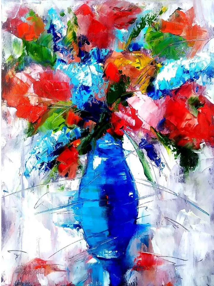 Peony Painting Poppy Original Art Impasto Oil Painting Flower Artwork Interior Painting Flower Rose Office Painting Peonies 16 x 12