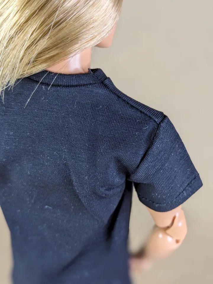Black T-shirt for 12-inch fashion male dolls