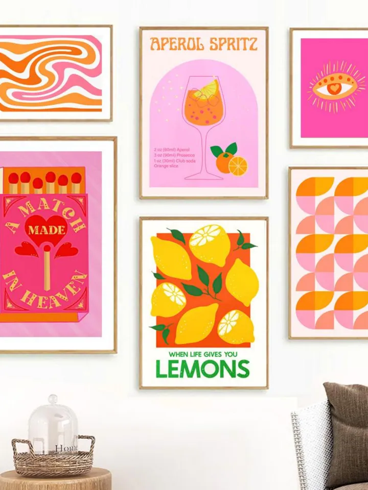 Printable wall art Strawberry, Pink evil eye poster, Lemon artwork digital, Aperol spritz print, Match box art poster, Play card poster