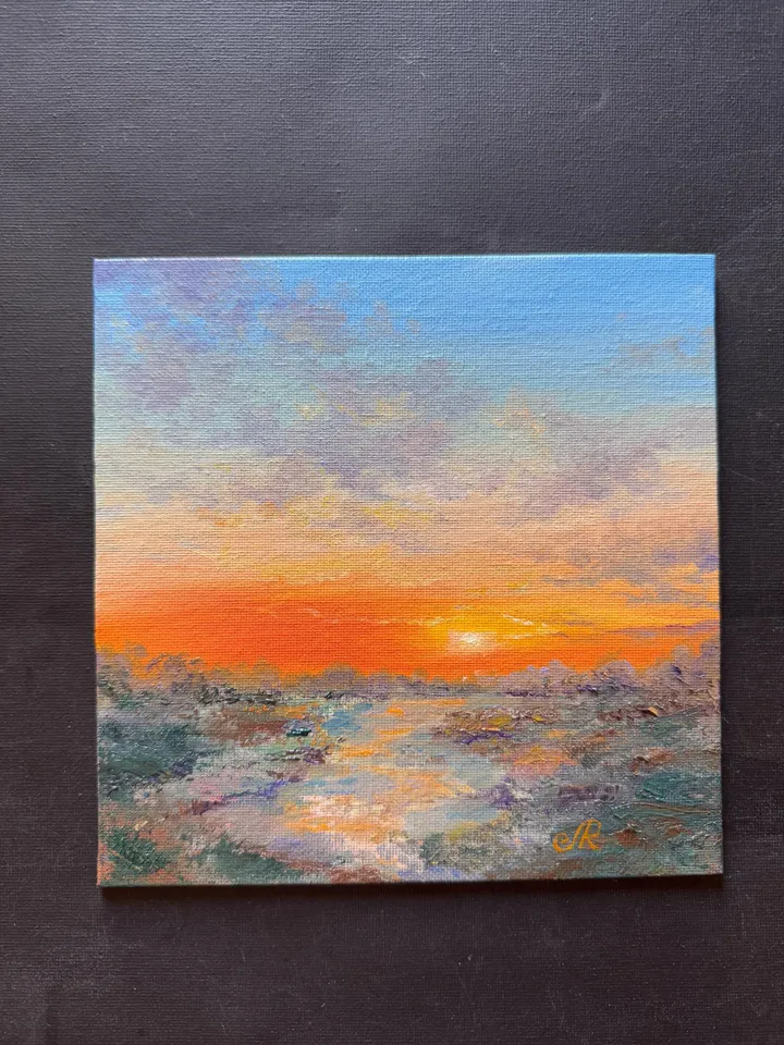 Sunset Oil Painting Original Sunset Landscape Sky Painting