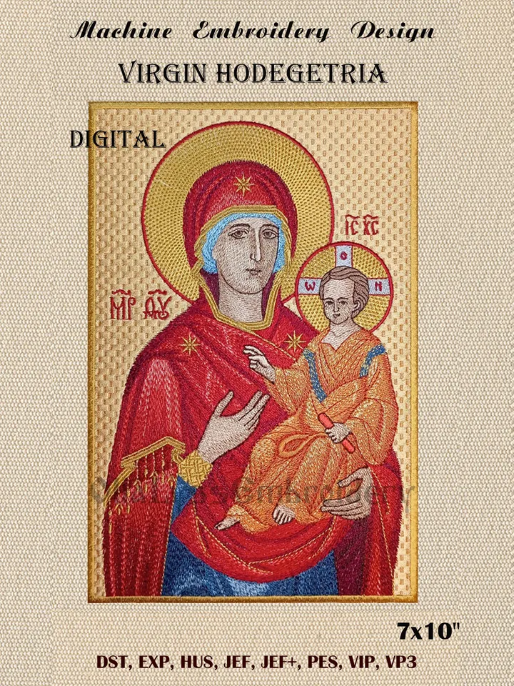 Virgin Hodegetria icon embroidery design