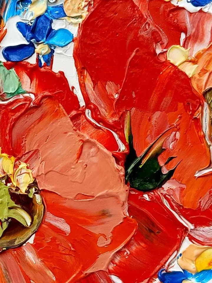 Poppy Painting Floral Original Art Impasto Oil Painting Red Flowers Small Artwork Blooms Bliss Wall Art Impressionist Art by ArtProkopaloSv