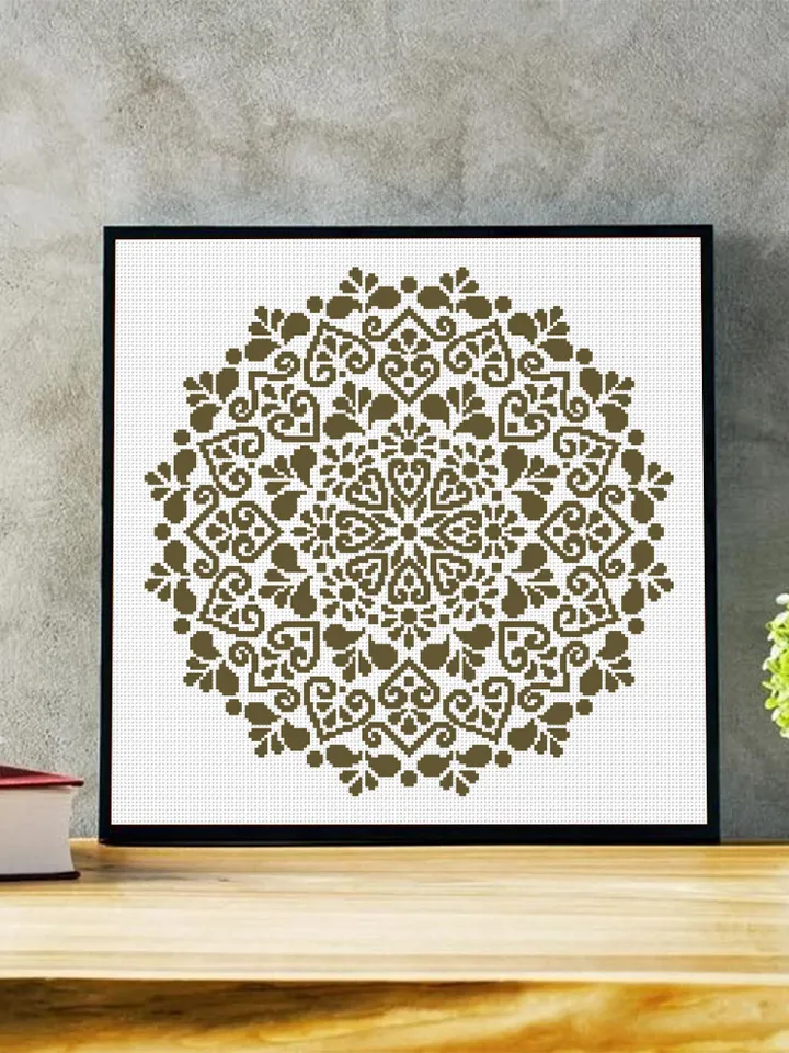 Mandala cross stitch pattern download PDF Monochrome floral ornament cross stitch chart, Easy mandala embroidery PDF, DIY Home decor #M115