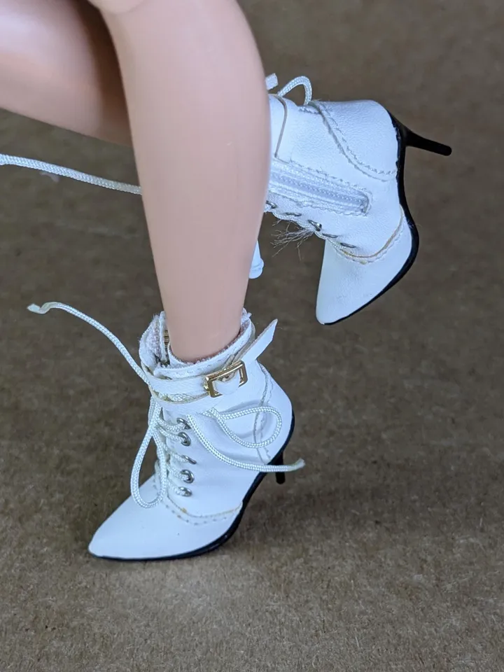 White heels boots for Integrity Toys fashion female dolls (Color Infusion)