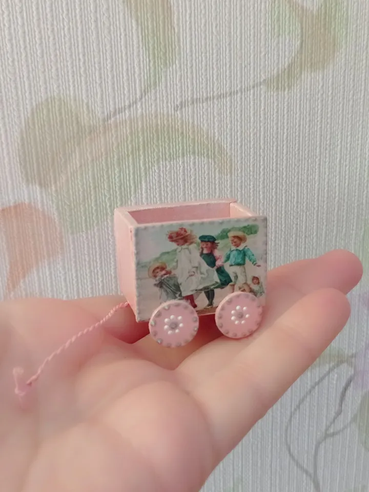 Trolley for dollhouse. Doll toy.