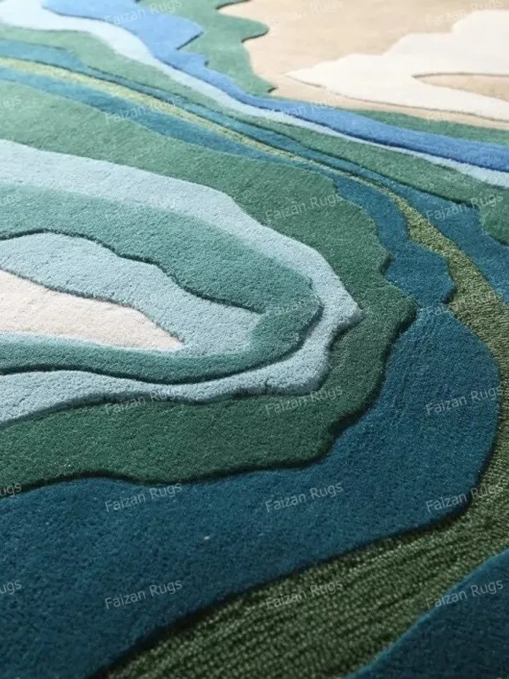 Stunning Multi Green & Blue Hand tufted rug 100% wool for living room, bed room, kids room in any size 10x14,10x12,9x12,8x10 Quick up guys!!