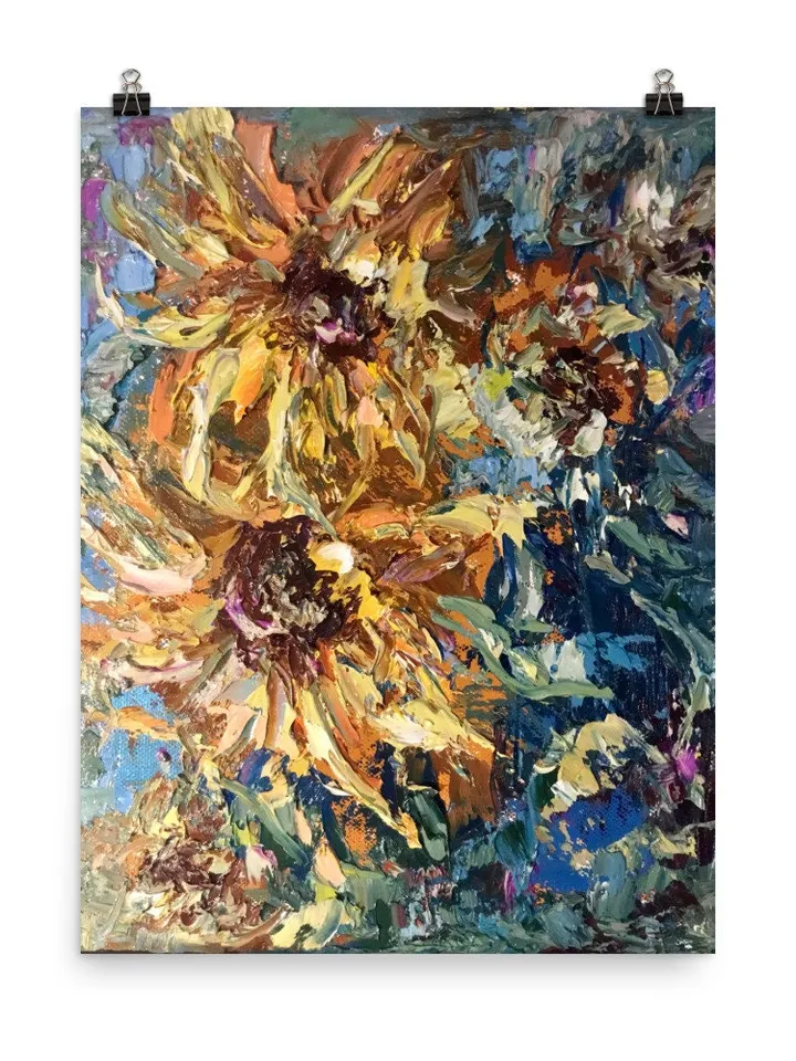 Sunflowers Poster made from my original oil painting ,sunflowers wall decoration,flowers posters .