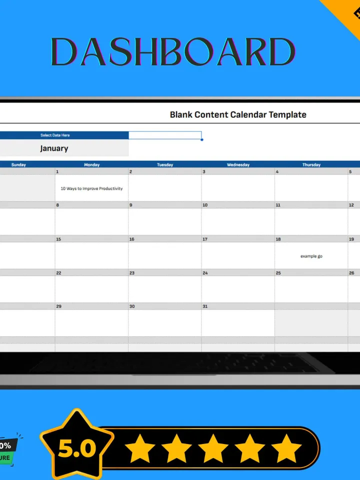 Blank Content Calendar Template, Undated Social Media Planner, Google Sheets Editorial Schedule, Digital Marketing Organizer