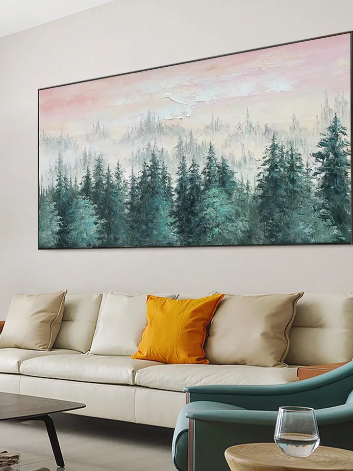 Large Original Forest Oil Painting On Canvas, Canvas Wall Art, Abstract Green Tree Painting, Boho Wall Decor, Custom Painting, Home Decor