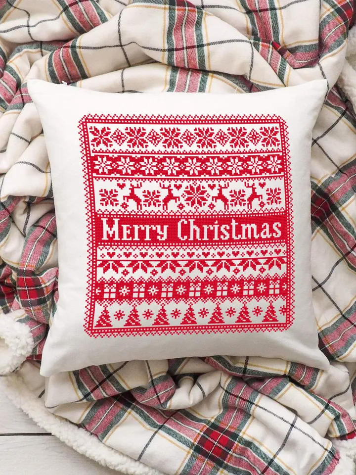 Scandinavian Christmas cross stitch pattern PDF download, Quaker sampler cross stitch chart, Nordic Christmas pattern digital PDF #N72