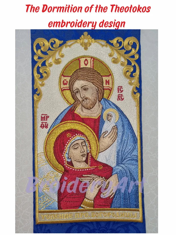 The Dormition of the Theotokos embroidery design