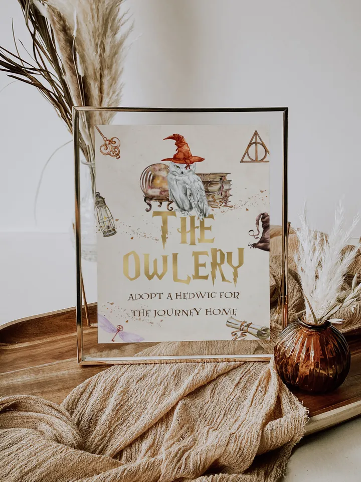 THE OWLERY sign; Wizard Baby Shower sign; Magic School Baby Shower template; Instant Download; wP66
