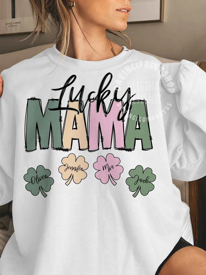 Lucky Mama St. Patrick’s PNG Sublimation Design, Mama St. Patrick's Day Png, Shamrock Png, Retro Mama Png, Clover Png, Sublimation Design