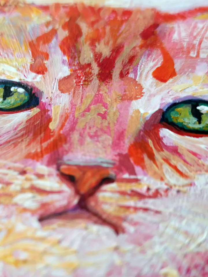 Pink Kitten. Original acrylic painting 6x8"
