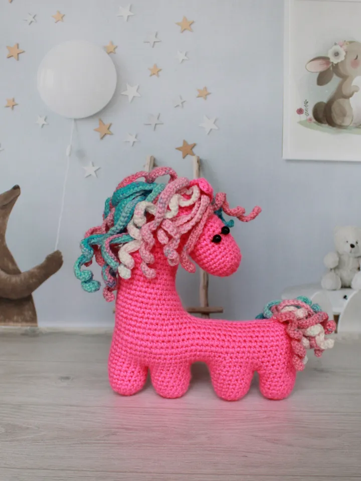 pink horse toy, pink horse stuffed animal, pink pony
